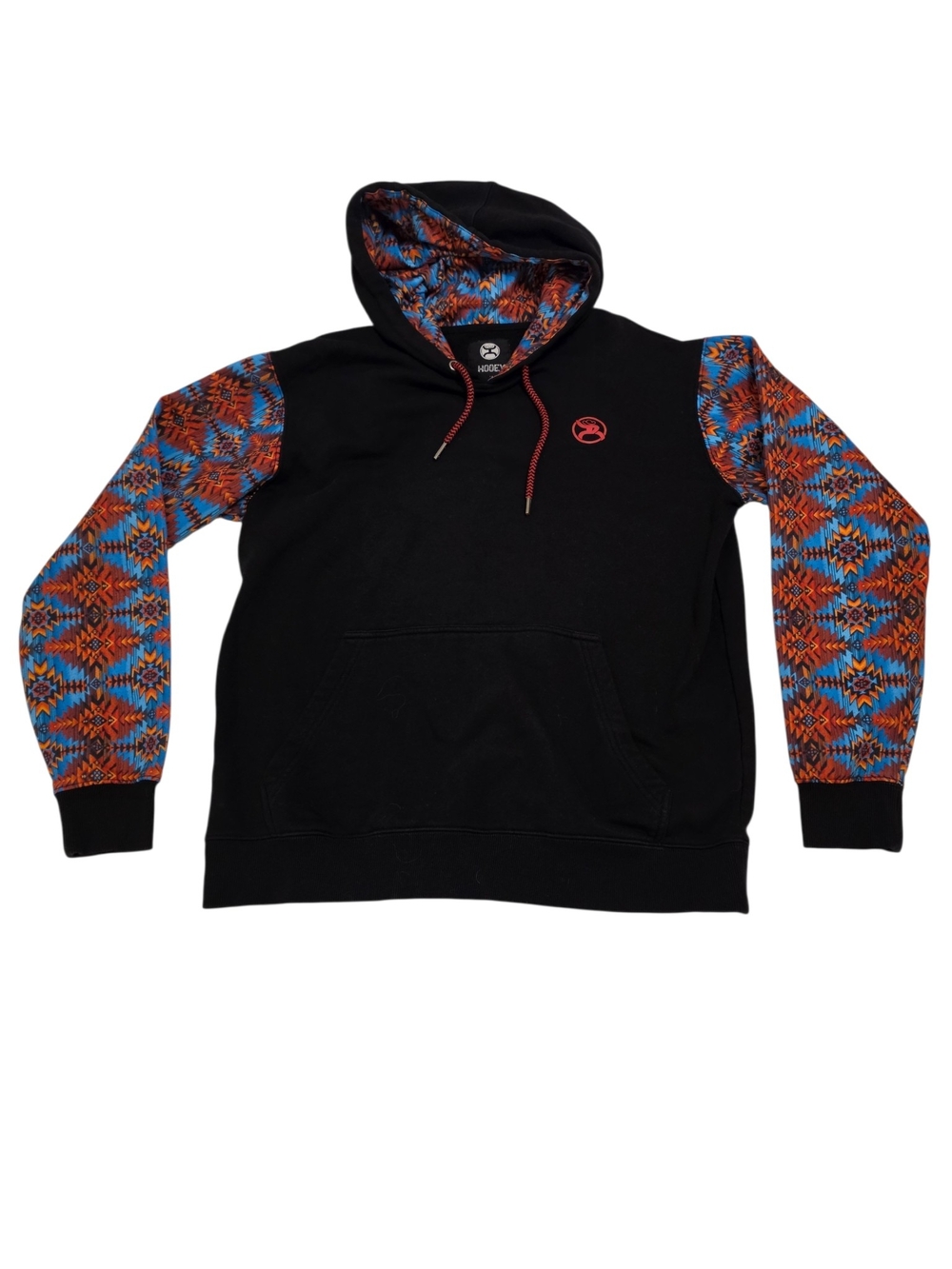 Hooey Summit Black With Red and Blue Aztec Hoodie